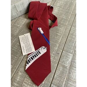 Vintage Vicky Davis Red Dentist Tooth Silk Tie With Raised Toothpaste New NWT